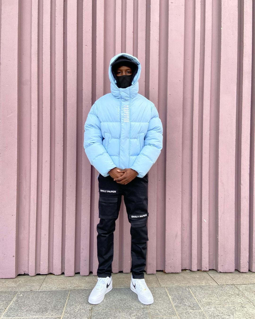 Trapstar Decoded 2.0 Hooded Puffer Jacket- Ice Blue